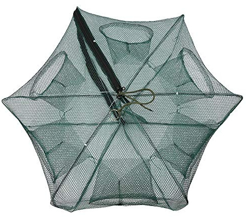 Nikou Red de Pesca con 6 Agujeros, Trampa Plegable Cangrejos con Cremallera