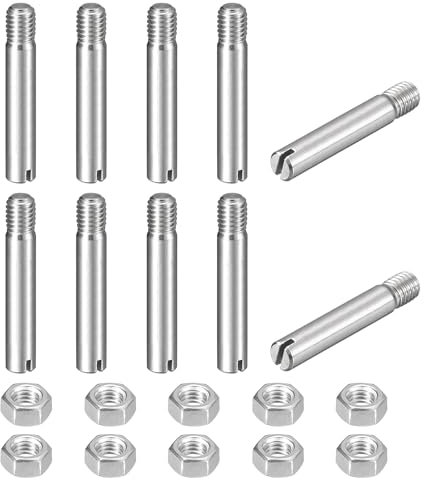 sourcing map 10 perni cilindrici con intaglio, M5 x 30 mm, in acciaio inossidabile 304, con filettatura esterna, viti con scanalatura con dado per installazione di mobili per armadi (GB878)