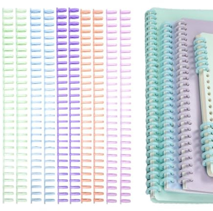 KEQAR 10 Anneaux de Reliure en Plastique, Reliure à Spirale avec Mini Ouvre Reliure, Peigne de Reliure A4, Reliure de Documents pour Les Cahiers de Bricolage, Albums, Scrapbooks