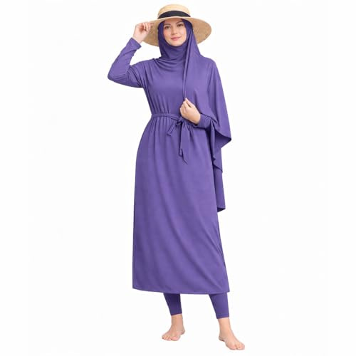 NAJMA Burkini Femme 5 Pièces Long – Robe de Bain Modeste Jilbeb – Maillot de Bain Islamique Couvrant Anti-UV – Tenue de Plage Élégante, Confortable et Séchage Rapide