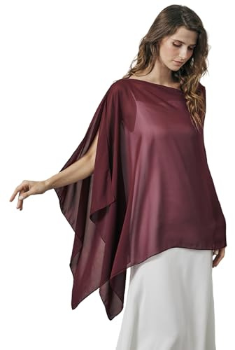 BEAUTELICATE Chal Estola de Gasa Elegante para Mujer Chifón Capa Poncho Ligera para Novias Bodas y Vestidos de Noche-Cabernet