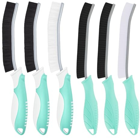TQRR Cleaning Brush Hard Bristles Corner Cleaning Brush, Multifunctional Joint Brush Bathroom, Cleaning Tools for Household, Kitchen, Toilet, Tile Floors, Grout (6, Mint)