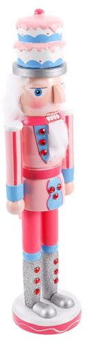 Veemoon Soldado Cascanueces Rosa Navideño Figuras De Cascanueces De Madera De 14 Pulgadas Decoración De Mesa Adorno De Soldado Navideño Figura De Navidad Decoración para El Hogar Festival