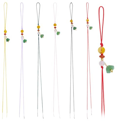 DICOSMETIC 6Pcs 6 Colors Phone Wrist Strap Cute Phone Charms Lotus Pod Charm Lanyard Strap Glass Beaded Cellphone Keychain Flower Cell Phones Pendant Accessories for Bag Backpack Camera Earphone