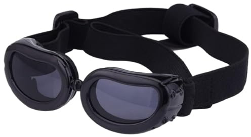 Hundglasögon, husdjur solglasögon hund juldekorationer solglasögon UV-skydd glasögon ögonkläder med justerbar rem vattentät husdjur solskydd (svart)