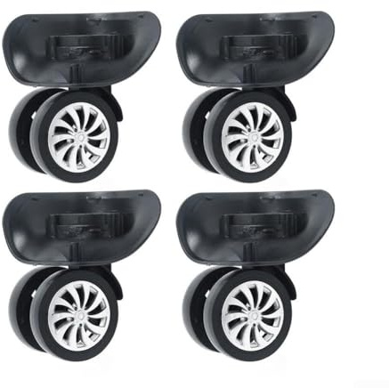 4 ruedas de repuesto para maleta, ruedas giratorias de doble rodillo, plástico negro, fácil de instalar, para maletín de carrito y bolsas de viaje