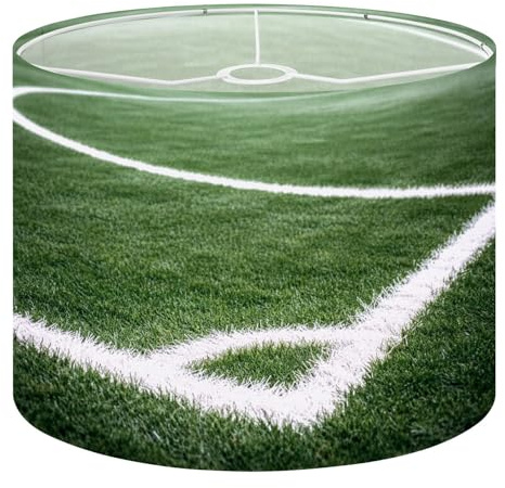 Drum Lamp Shades Soccer Field Corner White Boundary Lines Green Artificial Turf Lampshade for Floor Lamps Table Lamp Pendant Light Linen 13x13x10 Replacement Large Lampshades Easy Assembly