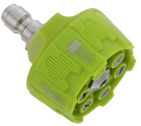 Alasum Buse Haute Pression pour Nettoyeur, Jet Réglable et Débit D'eau Uniforme, Plastique Vert 6x4,1x4,1cm, Raccord Rapide 1/4 pour Réparation Auto et Rainures de Terrasse