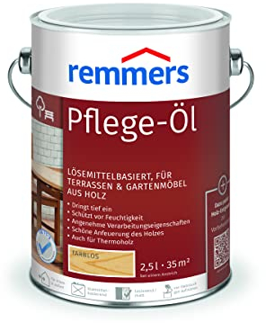 Remmers Pflege-Öl farblos, 2,5 Liter, Holzöl für Holz innen und außen, wasserabweisend, wetterfest, für Gartenmöbel und Holzterrassen geeignet