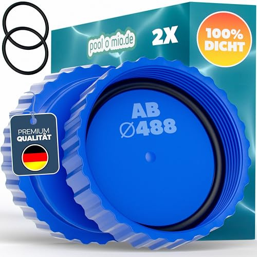 poolomio® Winterverschluss Set für Intex Pools VOR 2021 ab Ø 488 cm oder 400 cm Länge mit Absperrventil | inkl. 2X Deckel & 2X Dichtungsring