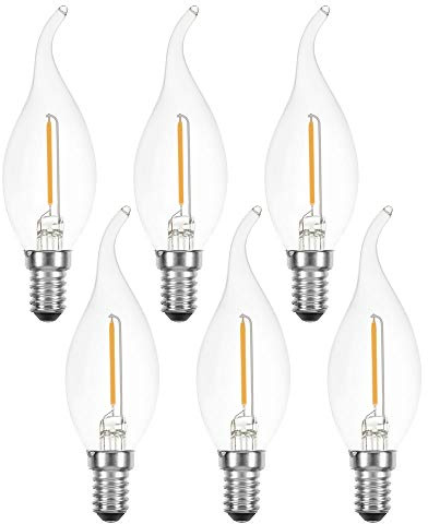 NCC-Licht LED 6 x Filament Windstoß Kerze 1W E14 klar, warmweißes Licht, Ersatz für 15W