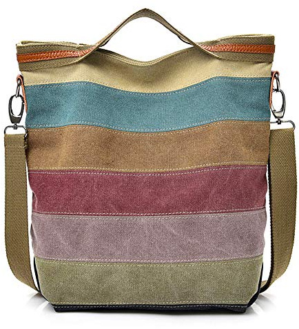 ABLE - Bolso cruzados de Lona para mujer Beige 5 lienzos multicolor. M / L