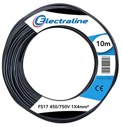 Electraline 13211 Cavo Unipolare FS17, 10 mt, sezione 1x4 mm² adatto per cablaggi di quadri elettrici, circuiti elettrici di ascensori, montacarichi