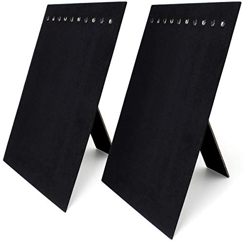 igadgitz Home U7090 Espositore Collane Espositore Gioielli Porta Velluto (10 ganci) - Nero - 2 pz