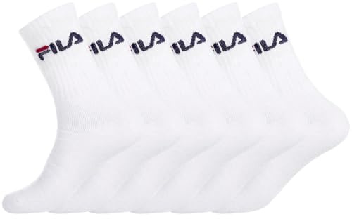 Fila Chaussette Homme Tennis - Lot de 6 - Chaussettes Sport Homme, Tissage avec Coussinés & Respirantes, Taille 39/42 - Blanc