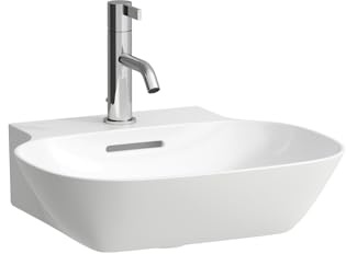 Laufen INO Handwaschbecken, 1 Hahnloch, mit Überlauf, 450x410, weiß, Farbe: Weiß - H8153010001041