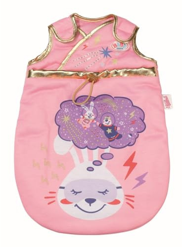 Zapf Creation 831120 BABY born Happy Birthday Schlafsack - rosa Puppenschlafsack für 43cm Puppen mit goldenen Verzierungen und Weltraum-Drucken, mit Klettverschluss zum einfachen Öffnen