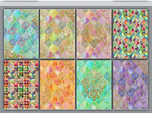CrafTreat Reusable Moroccan Decoupage Paper - Festive Designs, A4 Size (8.3 x 11.7 Inch), 8 Pcs - Colorful, Ideal for Furniture & Scrapbooking