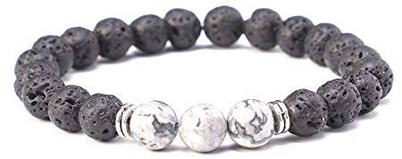 Kim Johanson Perlenarmband *Chakra* aus Onyx & Lavastein mit Jaspis Perle I Partner Armband I Energiearmband I Freundschaftsarmband in Schwarz I Geschenk für Paare inkl. Beutel