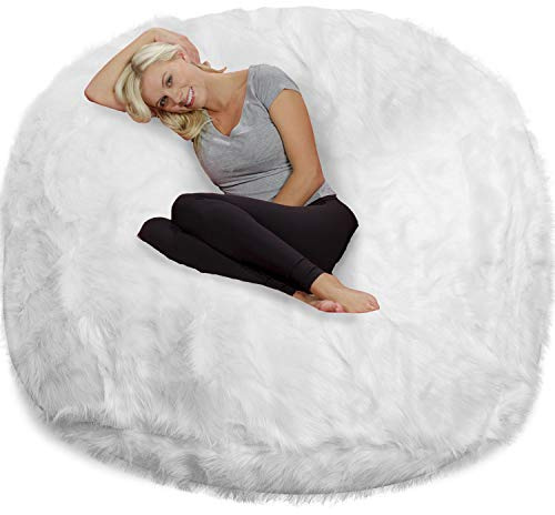 Chill Sack Bean Bag Chair: Giant 6' Memory Foam Furniture Bean Bag - Big Sofa Plush Faux Fur Cover