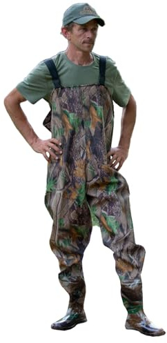 DNA Leisure Mens PVC Camo Colour Waterproof Chest Waders For Flood Work Carp Fly Fishing Sizes 7 8 9 10 11 12 (EU Size: 41 UK Size:7)