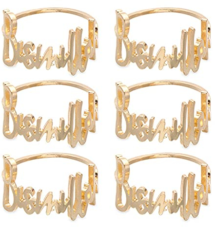 Serviettenringe - 6 Stück Bismillah Letter Metall Serviettenring Set Alphabet Serviettenschnallen Halter Tischdekoration für Hochzeit, Party, Ramadan, Bankett (6 Stück Alphabet Gold)