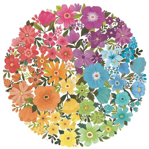 Ravensburger Puzzle Circle of Colors Flowers - Rundes 500 Teile Puzzle | 500 Teile Rundpuzzle mit Blumen-Motiv, Erwachsenenpuzzle, Durchmesser ca. 52 cm, Geschenk für Frauen und Männer