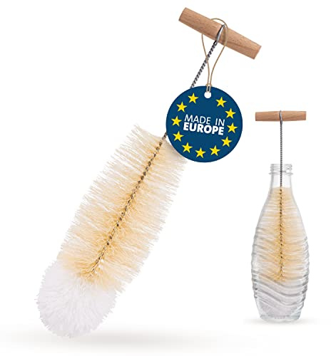 TIMELEOS Flaskborste för glasflaskor, flaskrengörare, rengöringsborste, sodastream, rengöring, flaskrengöring för glaskaraff dricksflaskor, babyflaskor, sodaflaskor (nylon ljus set om 1)