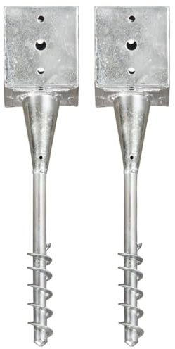 vidaXL 2X Erdspieß Bodenanker Bodenhülse Einschlagbodenhülse Einschlaghülse Erdanker Pfostenträger Silbern 12x12x56cm Verzinkter Stahl