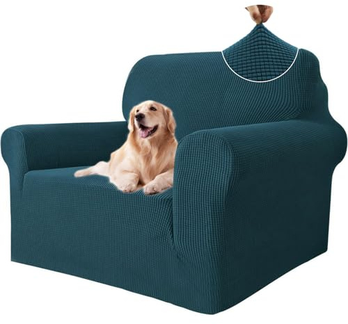 Ystyle Sofa überzug 1 Sitzer Mit Armlehne, Stretch Sofabezug rutschfest, Modern Sofa Cover Für Hunde Haustiere, Atmungsaktiv Couch überzug Mit Elastic Bottom, Grün