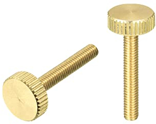 sourcing map Pulgar Moleteados Tornillos, M4x25mm Planos Latón Pernos 12mm Diámetro Agarre Perillas Sujetadores para PC, Electrónico, Mecánico 2uds