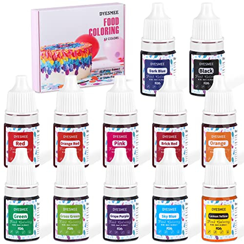 Colorante Alimentare Liquido - 12 Colori Colorante Alimentare Concentrato per Bevande Forno Macaron Decorazione di Torte Fondenti, Set di Coloranti Alimentari per Fai da Te Sapone Slime Crafts (6ml)