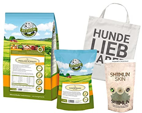 Bellfor Futterset für Cocker Spaniel Getreidefreies Trockenfutter mit Huhn 2,5 kg und Gesunder Hundesnack 100 g mit Lebensmittelzusatzstoff zur Haut- und Fellpflege 50 g