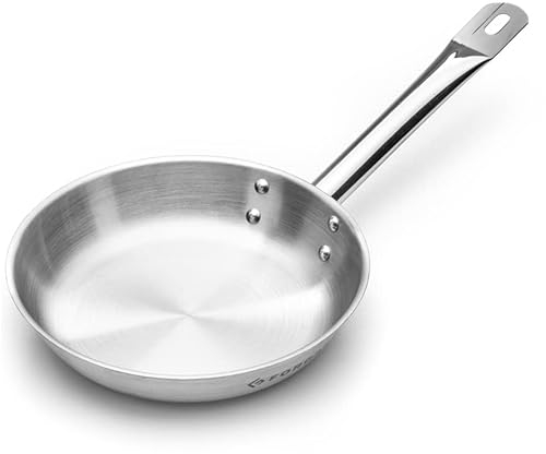 Forgast Padella Professionale Acciaio Inox Satinato 28cm, Padella Induzione Gas Fornello Elettrico, Fondo Spesso Multistrato, Padella da Ristorante, Lavabile in Lavastoviglie