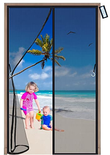 Zanzariera Porta Finestra Plissettata 235x270cm Chiude da Sola Anti Zanzare Insetti Zanzariera con Calamite e Chiodi da Montaggio per Porte d'Ingresso Porte Cortili Nero