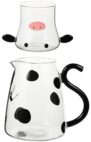 Kichvoe Pichets Verre Avec Motif Vache Carafes à Eau Froide Et Pichets De Stockage Eau Avec Tasse Assortie Pour Maison