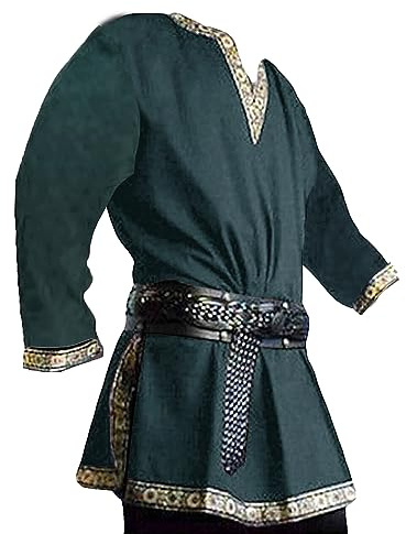 Gafeng Mens Medieval Costume Renaissance Pirate Halloween Viking Tunic Knight Cosplay Warrior LARP Shirts
