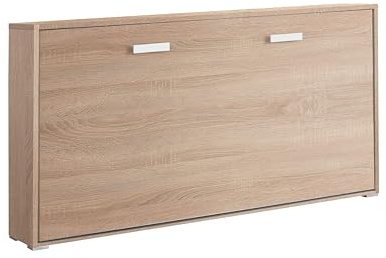 Vep Home - Cama Abatible 90x190 cm - Diseño Compacto y Funcional - Ideal para Espacios Reducidos - Requiere Anclaje a Pared - Medida 203,8x36x107 cm - Color Efecto Roble