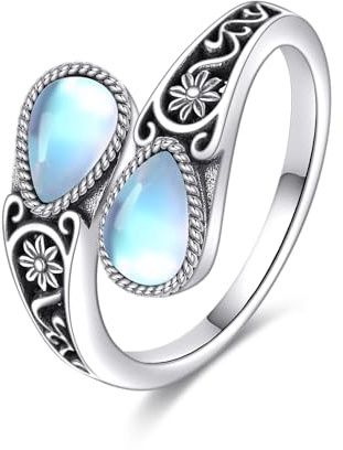 POPLYKE Sterling Silver Spoon Ring Vintage Thumb Rings Boho Adjustable Open Ring Statement Jewelry Gifts for Women