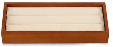 Yinbeini Ring Holder Dish, Jewelry Organizer,Wooden Ring Tray,Premium Earring Holder Organizer,Luxury Jewelry Tray,Beige Jewelry Display For Vendors,3 Slot Jewelry Dish