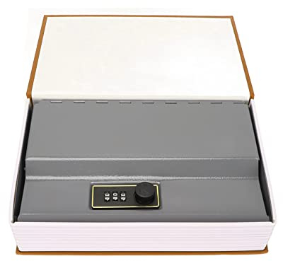 Caja fuerte para libros pequeños, con forma de libro, forro de acero inoxidable, duradera, resistente, para viajes, color marrón