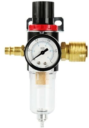 Bohaner Druckminderer 1/4 Zoll Druckluft Regler Kompressor Zubehör Druckregler Kompressor 1/4'' mit Wasserabscheider Kupfer-Schnellkupplungen für Kompressor Filter AFR2000
