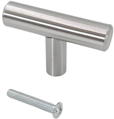 woplus Türknöpfe Möbelknöpfe Modern Silber T Stangengriff Schwarz Küchenschrank Türgriffe Schrank ziehen Gesamtlänge 50mm Edelstahl (5 Stück)