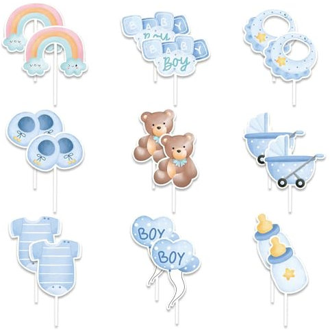 18 piezas de decoraciones para tartas, baby shower, cupcakes, postres, decoraciones de fiesta de niños, decoraciones de baby shower, lindas decoraciones