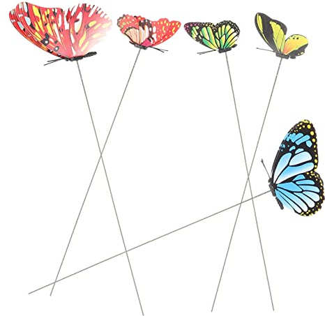 Gogogmee 5stücke Gartenstecker Schmetterlinge Deko Mit Doppelseitigem Muster Bunte Farben Für Garten Blumenkübel Und Wetterfeste Ornamente Für Terrasse Und Pflanzenbegrünung
