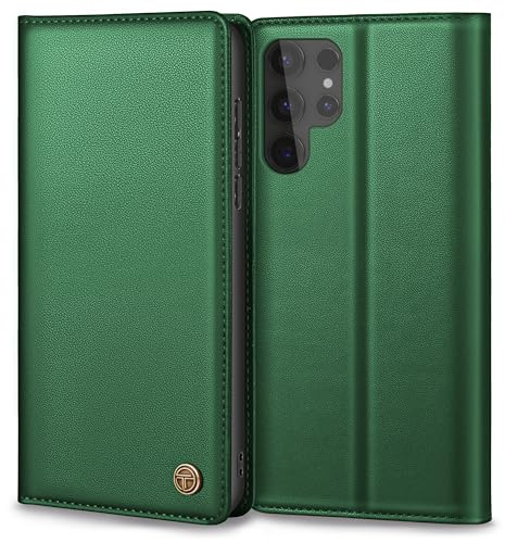 Handyhülle für Samsung Galaxy S24 Ultra 5G Hülle, Lederhülle Schutzhülle Tasche für Samsung S24 Ultra Hülle Wallet Kartenfach Standfunktion Flip Case für Galaxy S24 Ultra Klappbar, Pine Grün