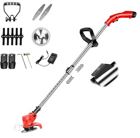 Mangiaerbacce, Tagliaerba Elettrico Senza Fili, Asta Telescopica Tagliaerba Domestico, Tosaerba Portatile Ricaricabile, 18000 Giri/Min, Basso Rumore di Funzionamento, per Prato Giardino