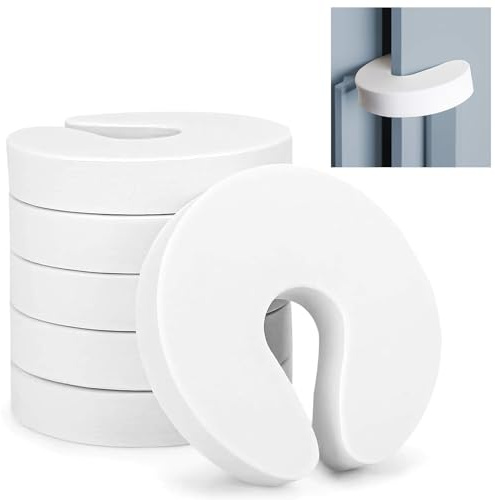 Door Finger Guards Anti-Slam Safety Protector White Foam Stopper 6Pcs | Cushioned impact-absorbing foam wedges; robust anti-slam barriers; for child finger safety protection