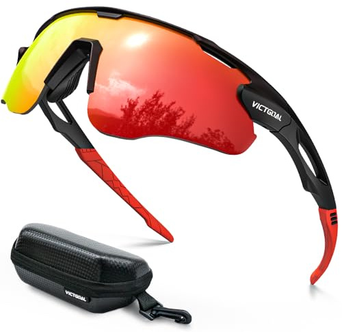 Victgoal Fahrradbrille Polarisiert für Herren Damen, UV400, TR90 Rahmen | Polarisierte PC Gläser, Nur 28g, Unisex Design, Verstellbares Nasenpad, für Laufen Wandern Radfahren Fischen und Autofahren