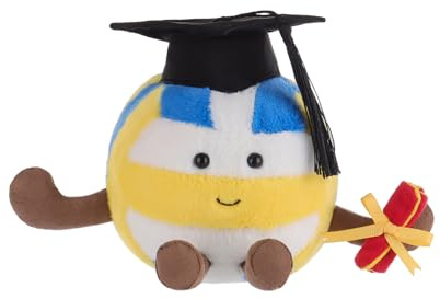 Apricot Lamb Abschluss Volleyball Ball Sport Plüschtiere für Kinder, weiche niedliche Kuscheltier für Baby Mädchen und Jungen, Flauschige Abschluss Volleyball Gelb 12 cm